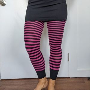 Pink & back striped tights